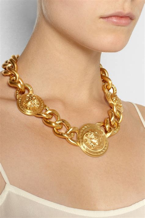 versace set gold|versace gold necklace.